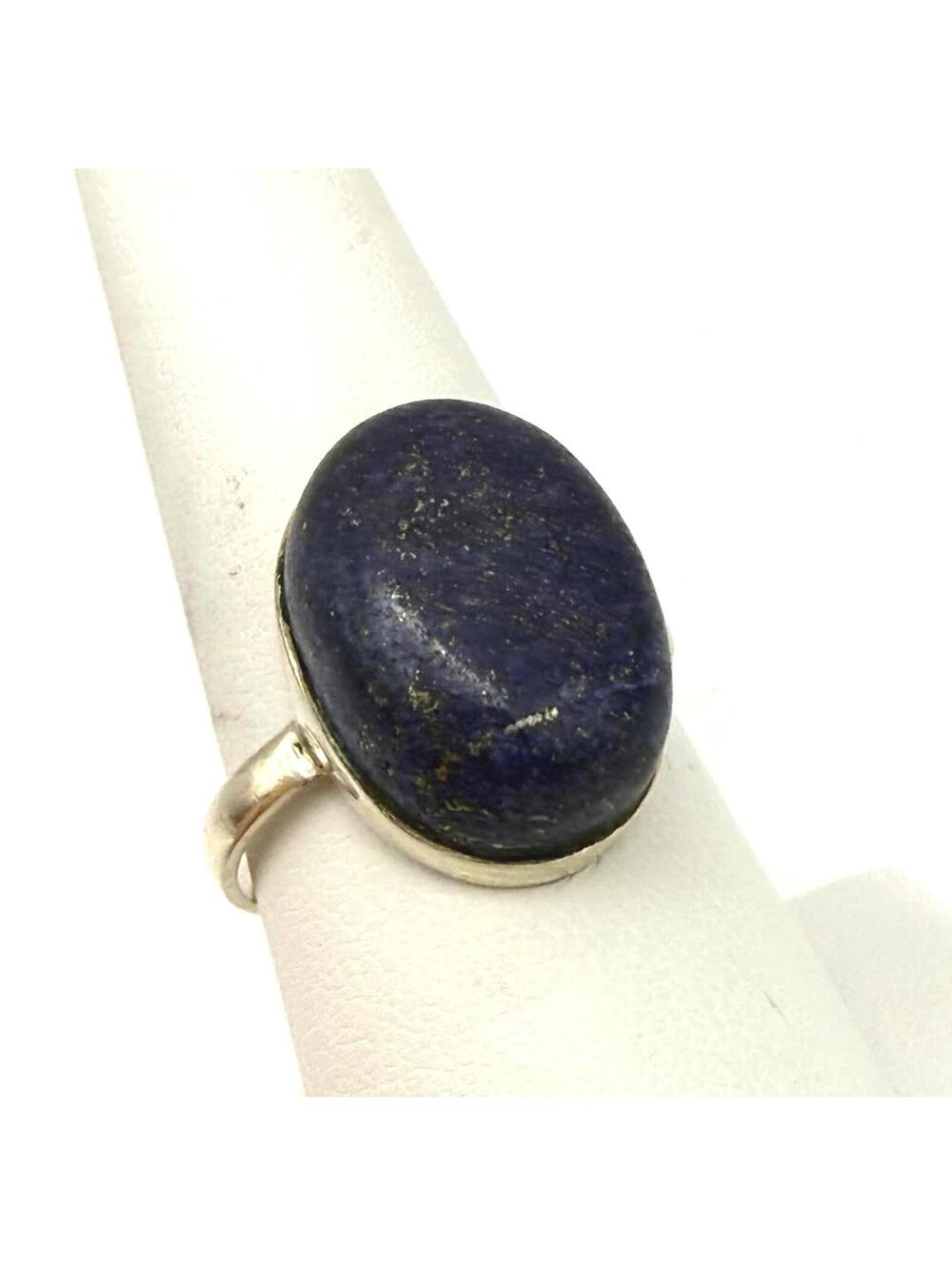 Vintage Style Ring with Large Blue Stone Size 9